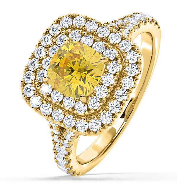 Anastasia Yellow Lab Diamond 1.65ct Halo Ring in 18K Yellow Gold - Elara Collection